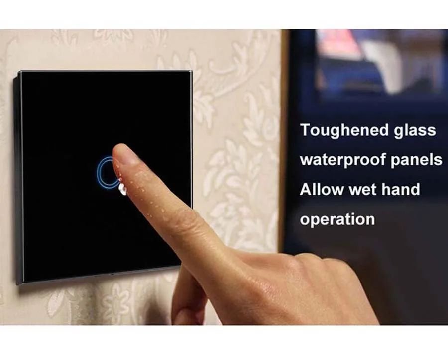 1-Touch Switch-Light Switch-Touch Switch-Wall Light Switches-Fireproof Crystal Glass Panel-Wall Mounted Switch-for Home Hotels