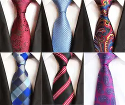 Для Мужчин's Повседневное шелковые галстуки Классический Пейсли полиэстер тканые вечерние галстуки Мода плед горошек мужской галстук для