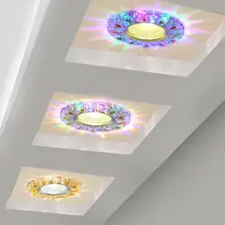 5 Вт светодиодный хрустальный встраиваемый потолочный светильник теплый белый + RGB 3 режима Мини-вниз лампа Luminarias свет для прохода коридор