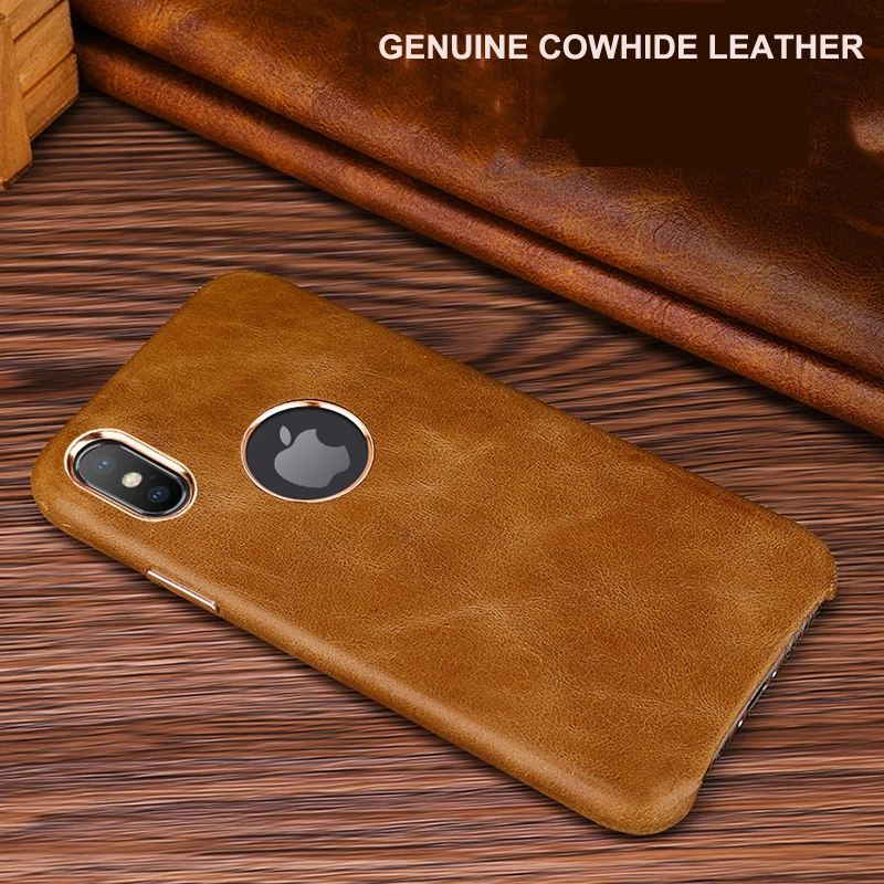 

Urmwing Genuine Cowhide Leather Phone Case for iPhone X Case Back Cover for iPhone 7 8 Plus Luxury Leather Case i6s