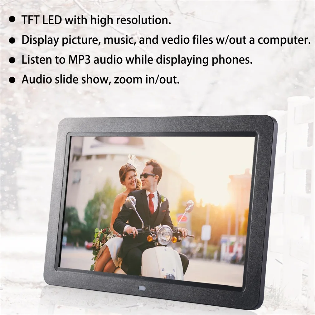 

12in HD TFT LED Wide Screen Muitifunctional Digital Picture Frame With Wireless Remote View Pictures Listen to Music