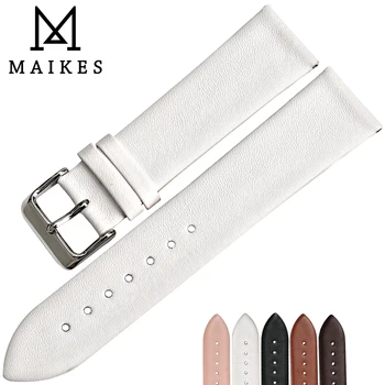 

MAIKES New design watchband watch accessories white watch strap 12-24mm thin cow leather watch band women watch bracelet for DW