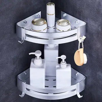 

Bathroom Accessories 1 pc Silver Perforation-Free Single Layer Triangular Frame Triangle Bathroom Shelf Storage Basket Holder