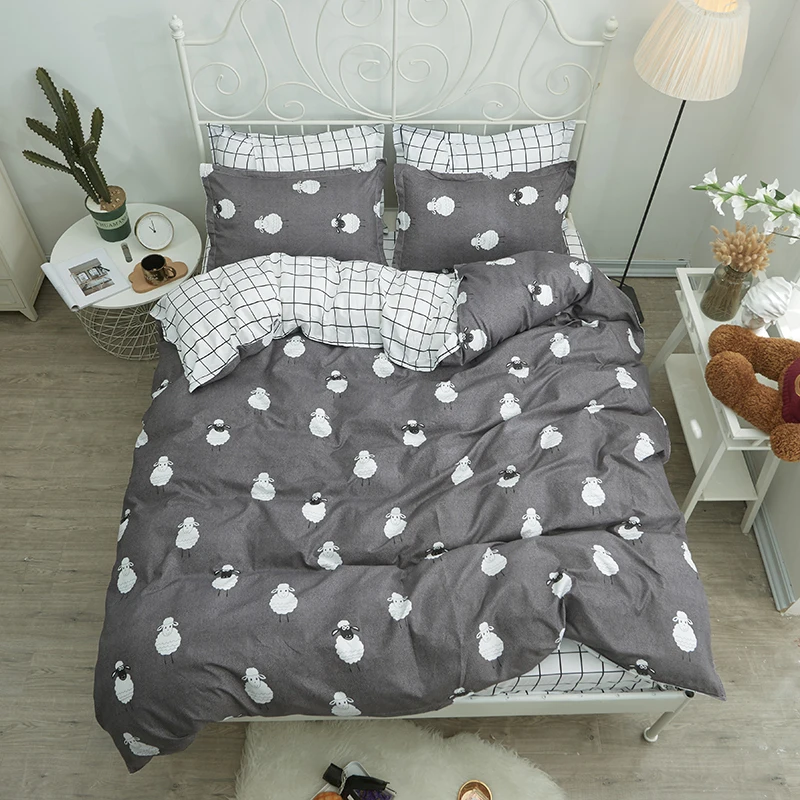 Sheep Cartoon Bedding Sets 4 3pcs Duvet Cover Quilt Cover Set