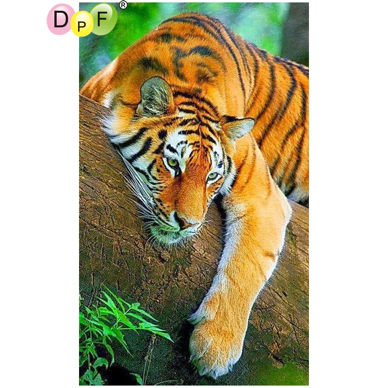 

DPF DIY The tree tiger 5D diamond mosaic square home decor crafts diamond embroidery diamond painting cross stitch needlework