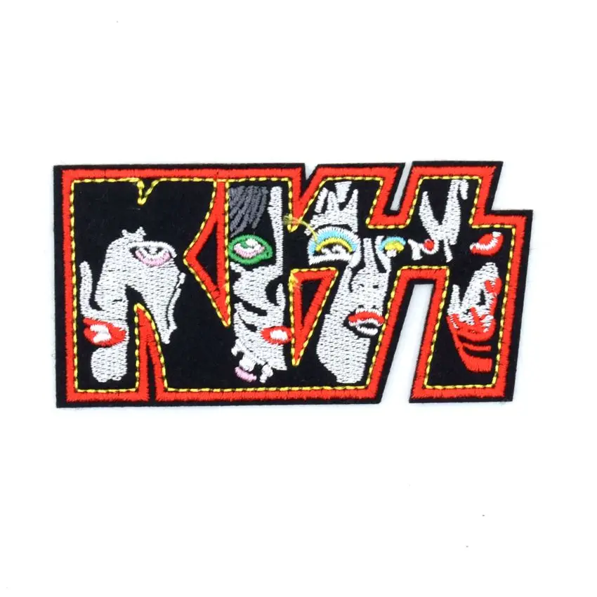 

1Pcs KISS Hippie Rock Punk retro applique iron on patch heavy metal music badge Jacket Stickers Apparel Craft DIY Accessory
