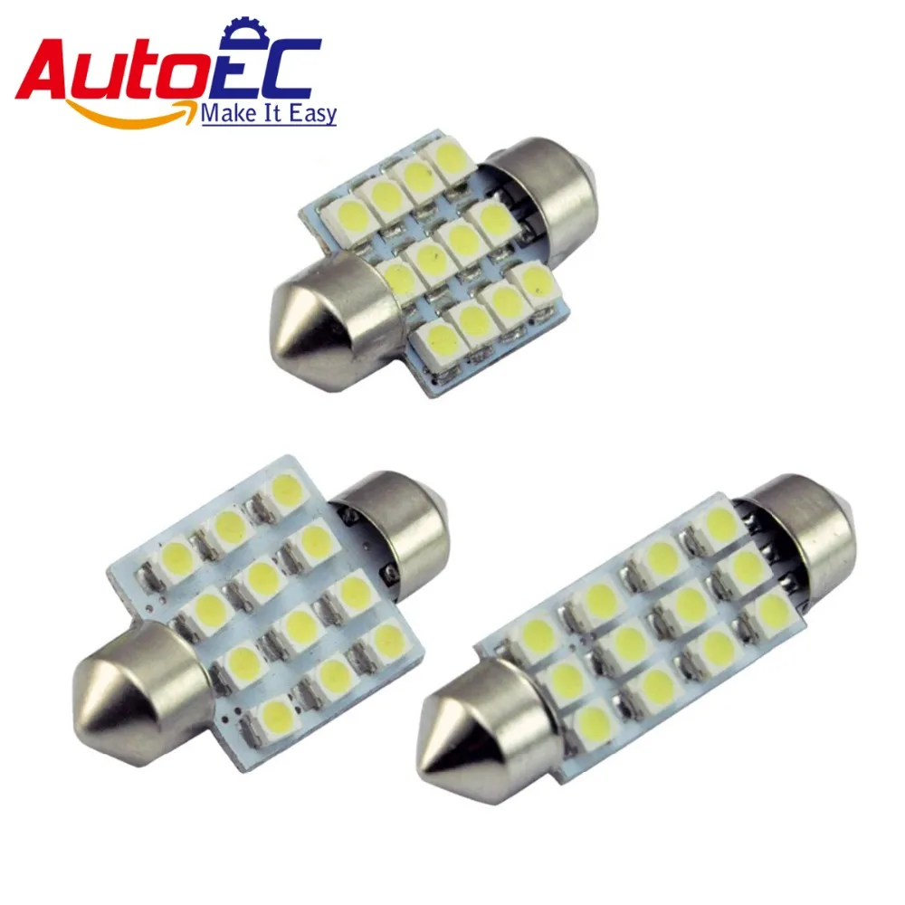 

AutoEC 300X Festoon led 31/36/39/41mm 12 SMD 1210 3528 Car Dome Interior Reading led License plate Luggage Light 12V #LK03