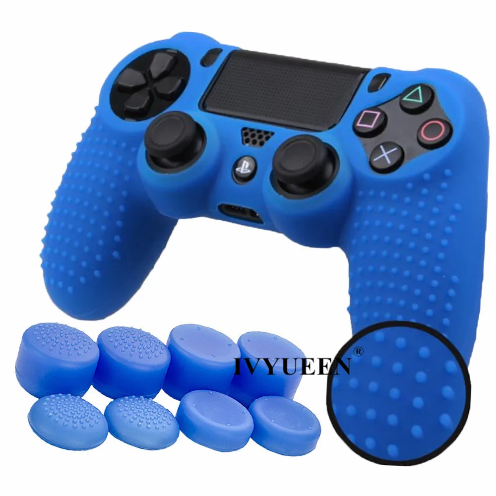 IVYUEEN 9 в 1 с шипами для ухода за кожей кожи Dualshock 4 PS4 Pro тонкий защитный чехол-Обложка с 8 рукоятка пальца шапки для Игровые приставки 4 - Цвет: N