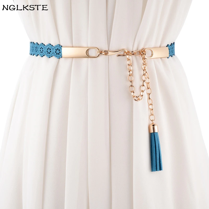Fashion women for belts PU metal chains decorative dresses waist laces
