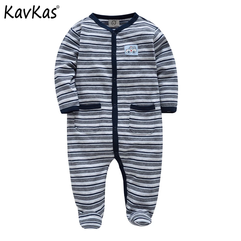 Kavkas/комплект одежды для малышей; зимние комбинезоны в полоску для мальчиков; брендовый комбинезон с длинными рукавами из хлопка; костюм для новорожденных; комбинезон для малышей