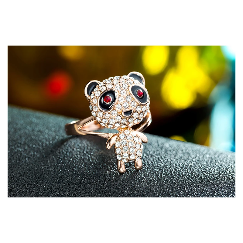 Ajojewel Размеры 6 5 8 9 с милой пандой Новое модное кольцо животным для женщин полный