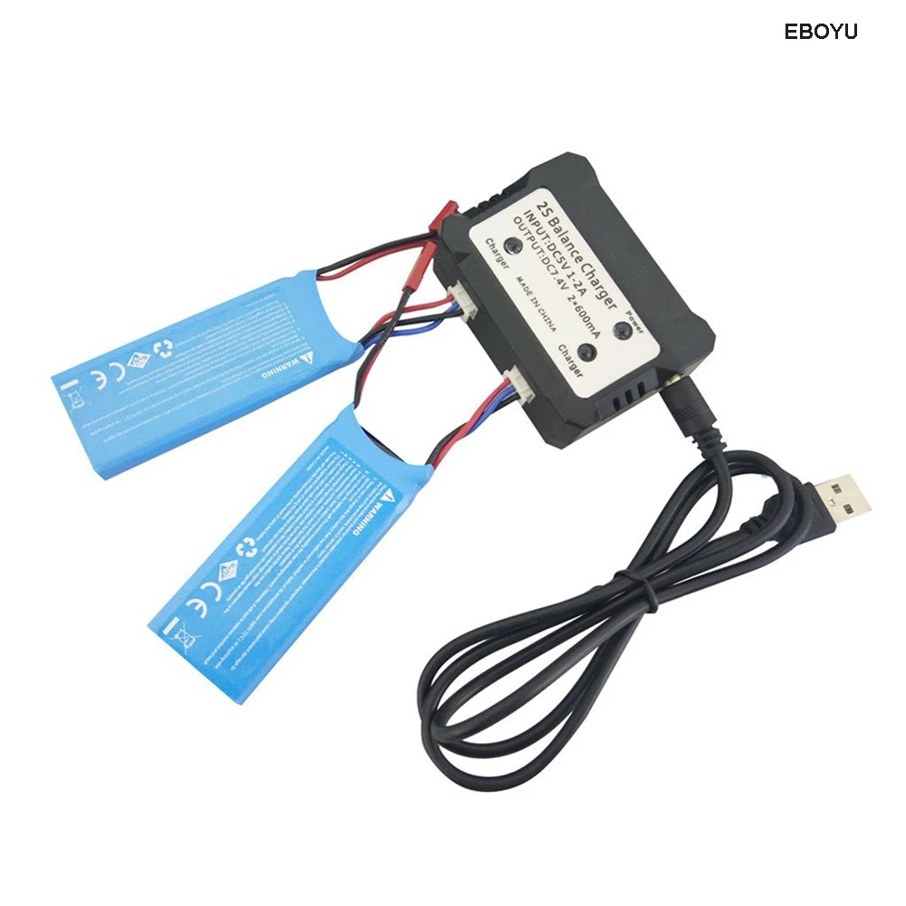 EBOYU 2 шт. * 7 6 в 750 мАч Lipo батарея с 1 Зарядное устройство для Hubsan H216A RC Quadcopter Drone