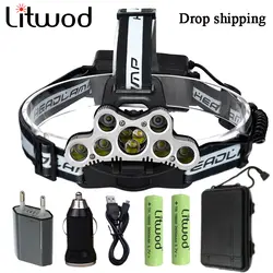 Litwod z20 XM-L T6 9 светодиодный 30000LM фары фара глава фонарик лампа USB 18650 аккумуляторная батарея Перевозка груза падения