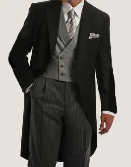 

Morning Style Groomsmen Custom Made Groom Tuxedos One Button Men Suits Wedding Best Man Blazer ( Jacket+Pants+Vest )