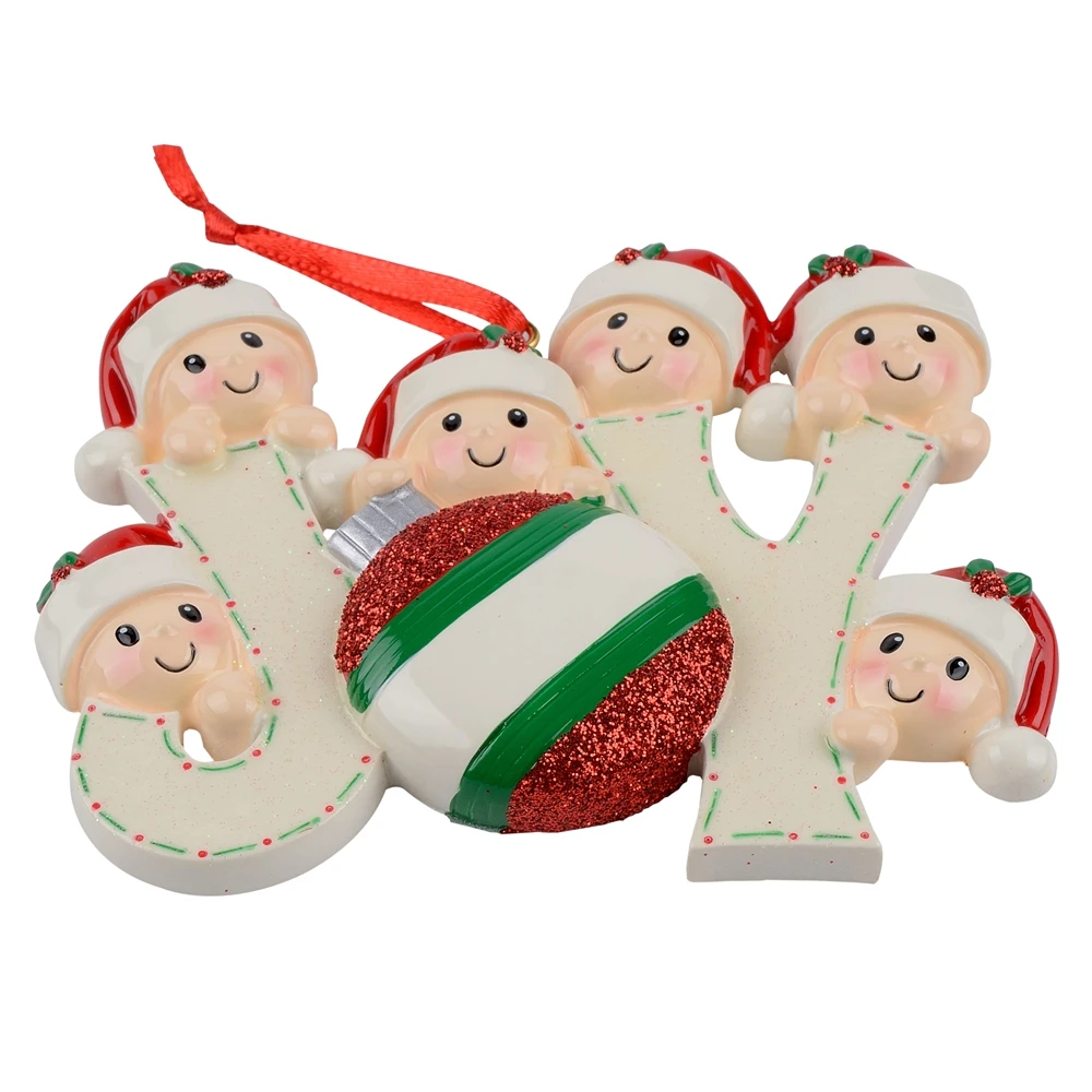 Joy Family Members of 6 Personalized Christmas Holiday Ornaments
