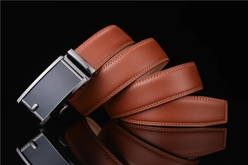 Plyesxale Для мужчин ремень коричневые кожаные Ratchet Элитный брендовый ремень Для мужчин s формальные ремни модные Автоматическая пряжка Cinturon G26