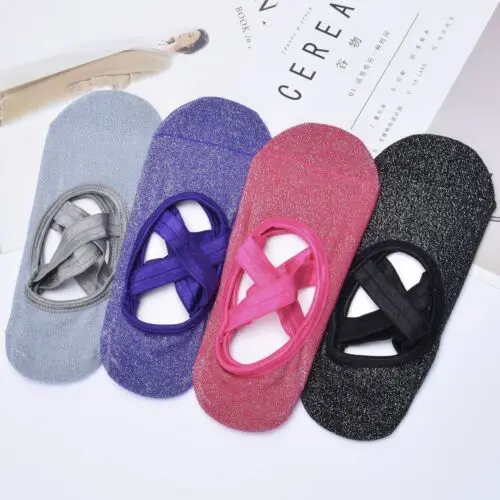 

1 Pair Women Sock Slippers Dance Barre Exercise Socks Pilates Non Slip Skid With Grips Ladies Solid Breathable New Hot