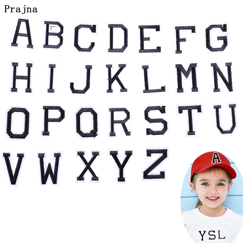 

Prajna 26 English Letters Patch Embroidered Iron-on Patch for Clothing English Alphabet Words Stickers Badge Garment Accessory F