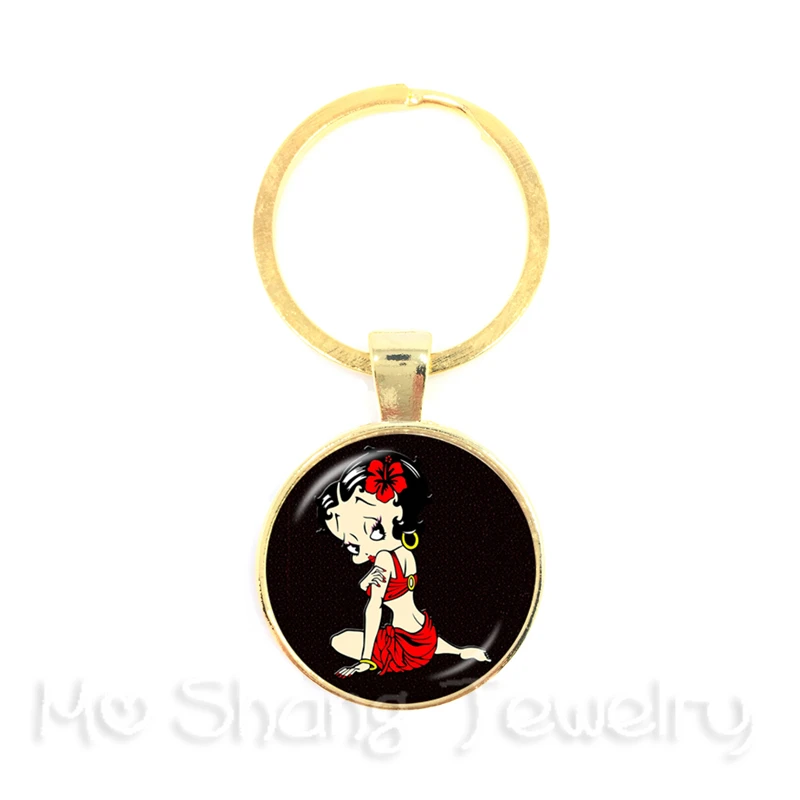 2018New Сексуальная Betty Boop серия стекло, кабошон брелок ручной работы пряжка для рюкзака подарок Ior Friend