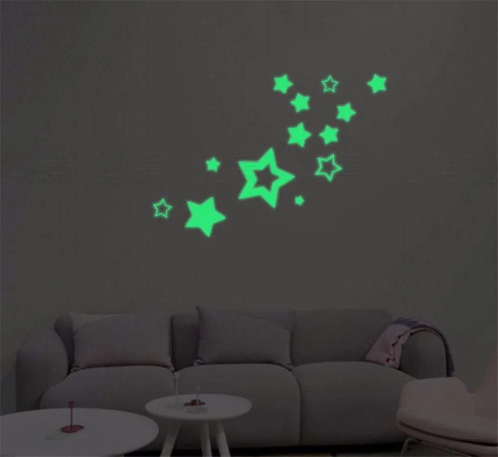 Novelty hot night wall stickers Five pointed star children luminous