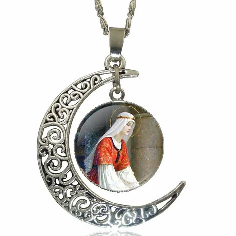 St Francis религиозная вера для женщин ручная работа модное стекло кабошон луна