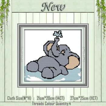 

The elephant paddle animal diy decor painting counted print on canvas DMC 14CT 11CT Cross Stitch Embroidery kits Needlework Sets