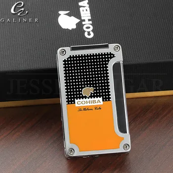 

COHIBA Design 1 Jet Flame Cigar Cigartte Lighter Windproof Metal Lighters Gas Butane Torch Lighter With Cigar Punch