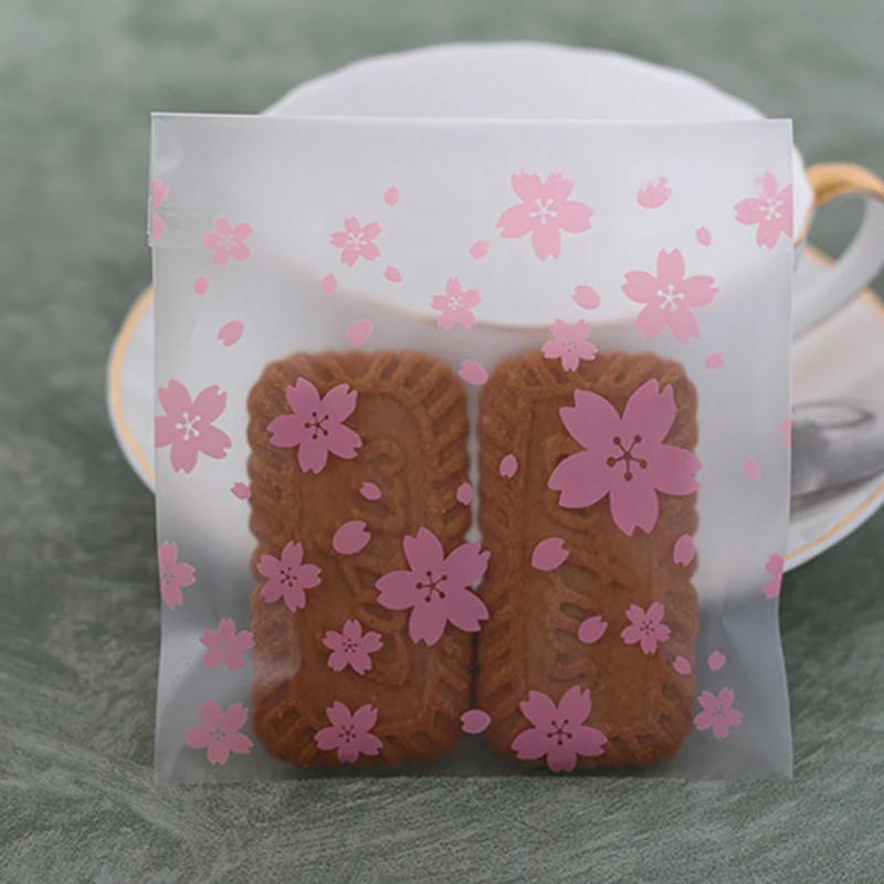 50 P милая розовая вишневая сумка для печенья милые конфеты самоклеющиеся пластиковые упаковочные сумки для свадьбы Подарочная сумка декор для выпечки