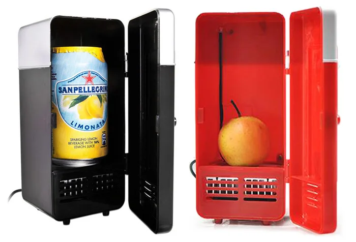 2 в 1 настольный мини-холодильник USB гаджет банки для напитков кулер Теплее Холодильник с внутренним светодиодный свет автомобиля