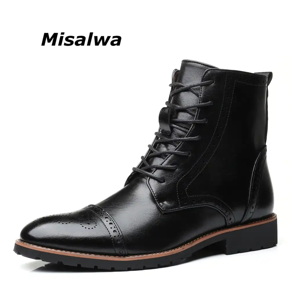 black lace up brogue boots