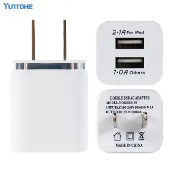 

500pcs/lot Colorful 2A+1A US Plug AC Power Adapter Home Trave Wall 2 port dual USB Charger for iPhone 5 6 plus 7 for Samsung HTC