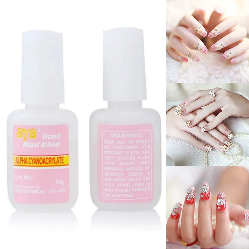 6pcs False Nail Art False Nail Strong Adhesive Glue Acrylic Tips Decoration with Brush For Nail