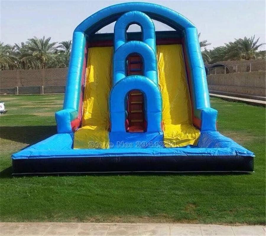 

Giant double line Inflatable Water Slide with pool high quality pool slide