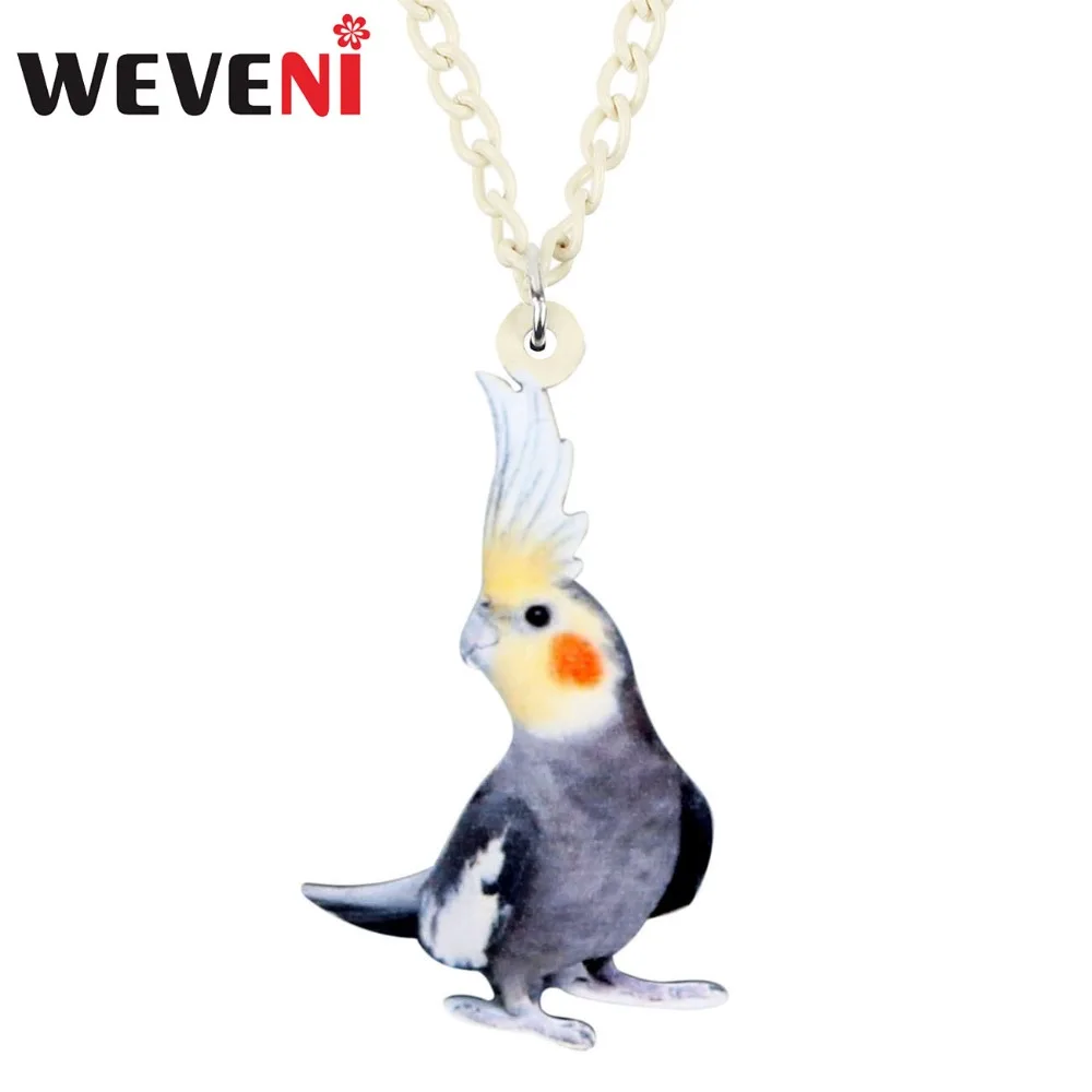

WEVENI Statement Acrylic Cute Cockatoo Bird Necklace Pendant Collar Choker Fashion Animal Pet Jewelry For Women Girl Gift Bijoux