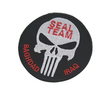 

20pcs Embroidery Seal Team Patch Punisher Tactical Patches Baghdad Iraq Badge Military Skull Armband Combat Brassard Wholesale