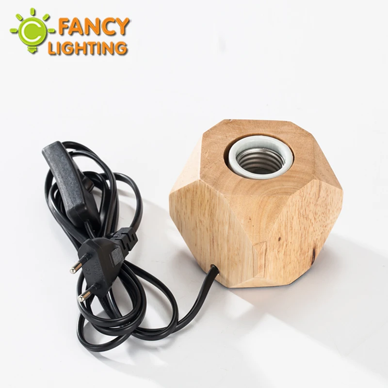 Vintage Wooden Table Lamp and G95 E27 String Light Bulb Wooden desk lamp for home/bedroom/living ro