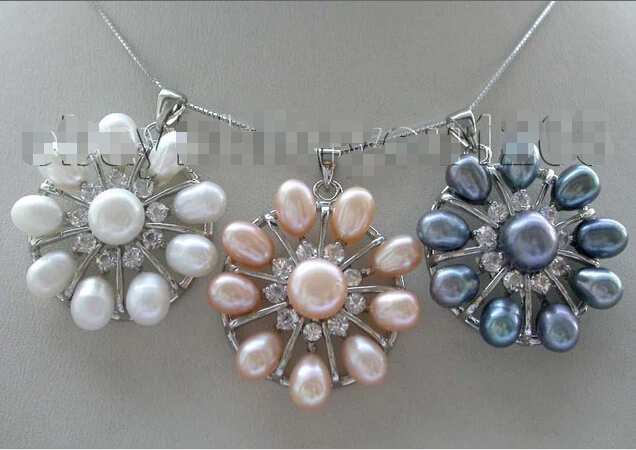 

Free shipping >>>>>>Wholesale 3pieces Genuine 45mm Natural 7x9mm Pearl Pendant #f1439