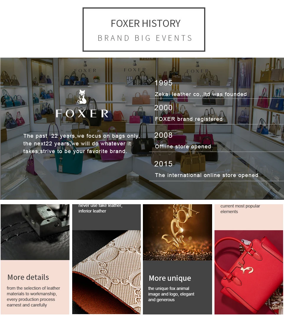 Foxer marca feminina bolsa nova moda divisão