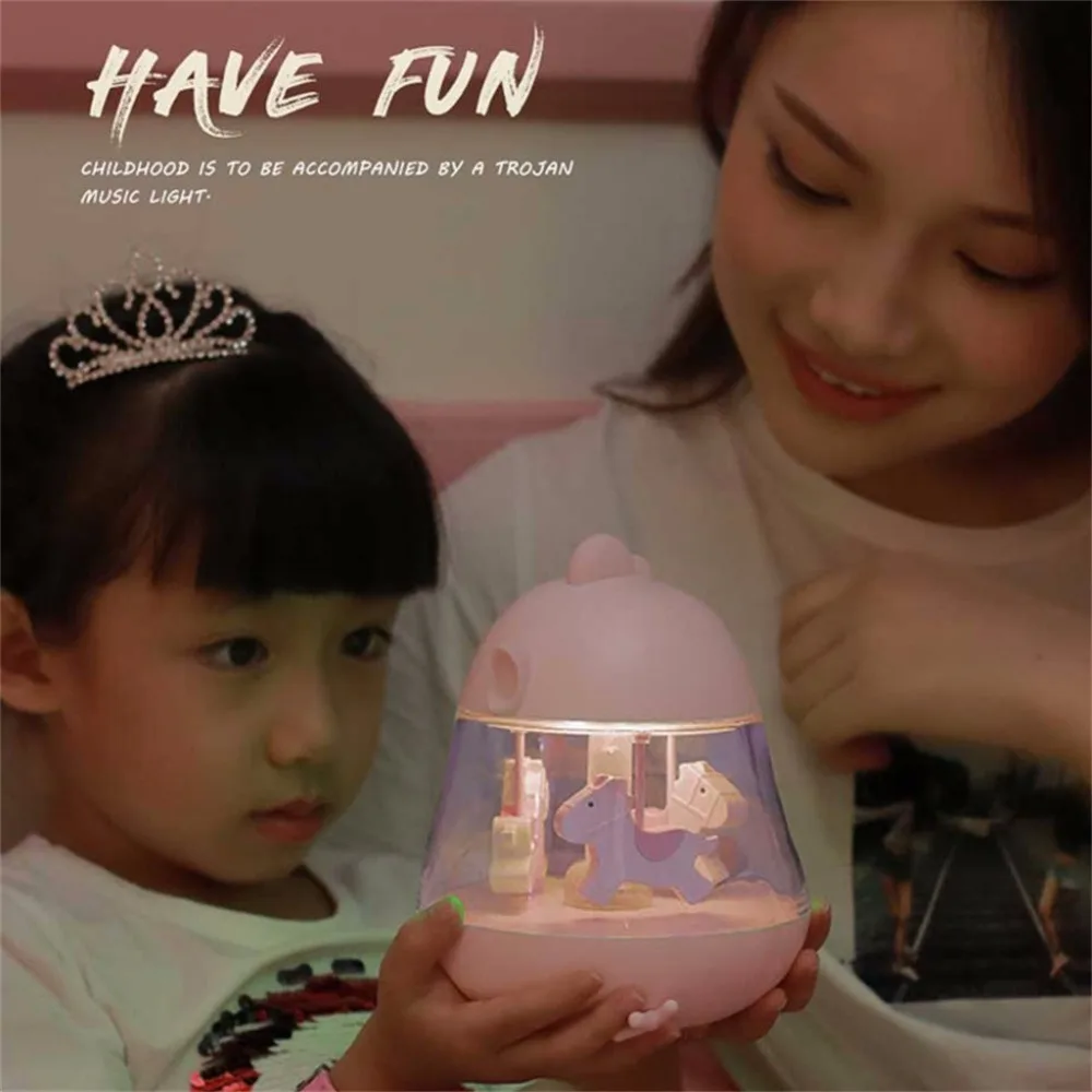 

LED Night lamp decorate dream Carousel Music Box Light Rotate Horse Gifts creative music box Night Lamp with Timer Touch#007