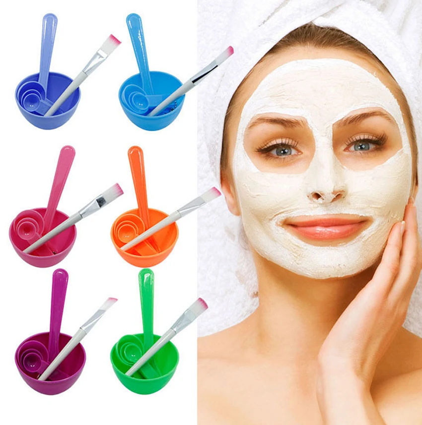

Hot Sell 4 in 1 Mixing Bowl Brush Spoon Stick Makeup Beauty Set For Facial Face Mask S