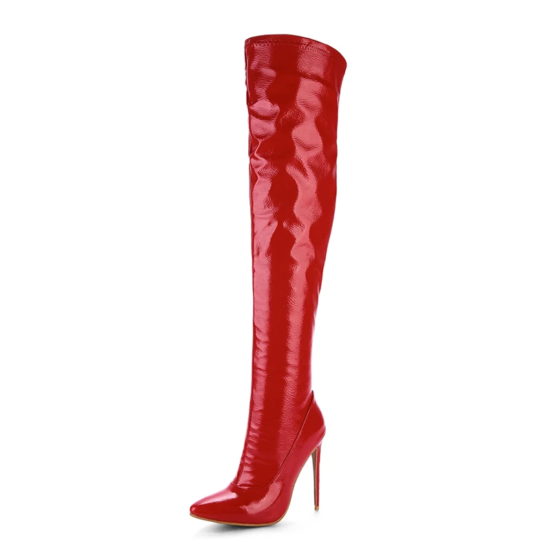 SARAIRIS/Прямая поставка, Брендовая женская обувь с острым носком размера плюс 33-48, пикантные вечерние туфли на тонком высоком каблуке, женские Зимние ботфорты - Цвет: Красный