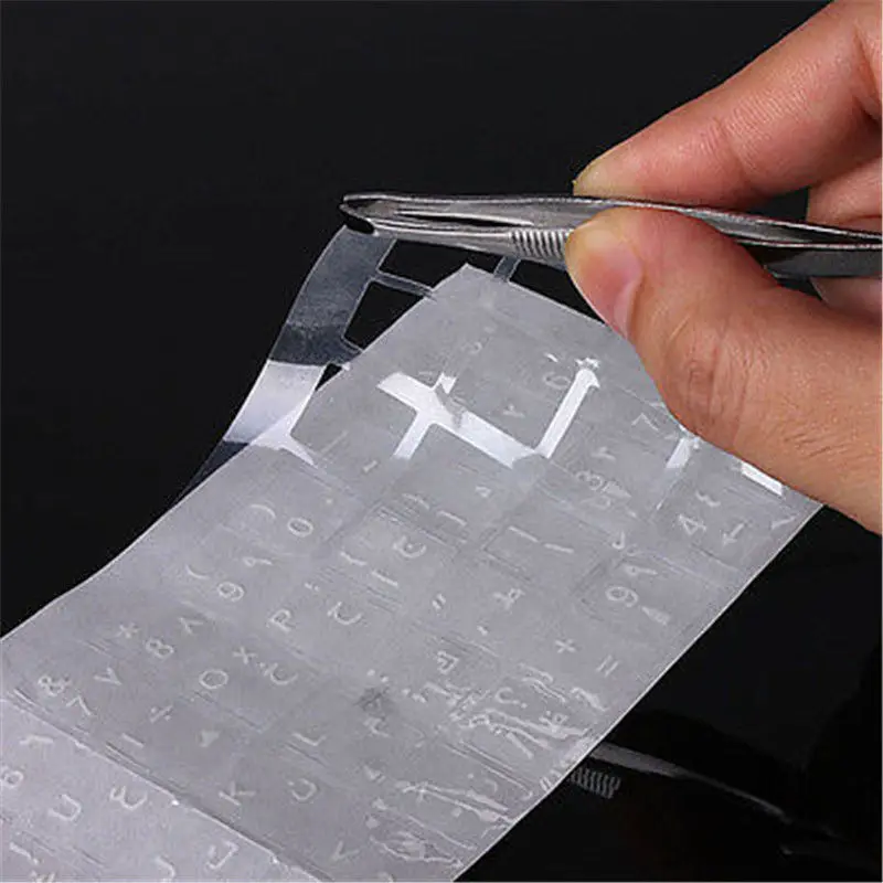 Белые буквы Арабская макет прозрачная Клавиатура Наклейка Без пластиковый отражатель Новый