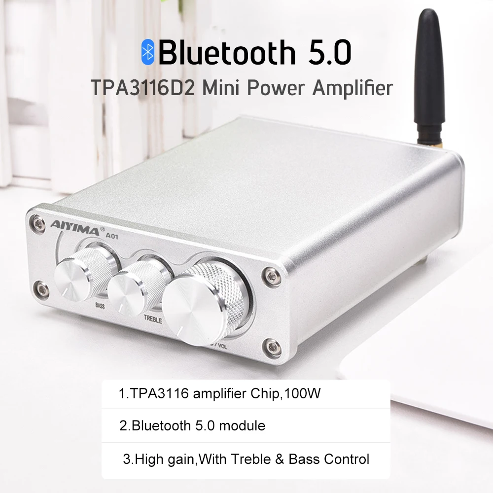 AIYIMA мини TPA3116 Bluetooth 5,0 усилитель мощности HiFi Звук Amplificador стерео домашний аудио усилитель с высокими басами