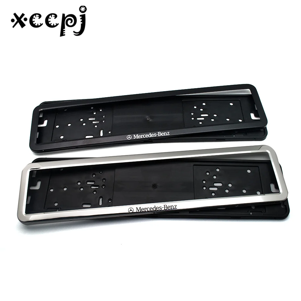 

1 set Stainless Steel European Universla Car License Plate Frame Number plate Holder Front and Rear Eu Plate for Mercedes Benz