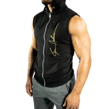 Мужская Тонкая хлопковая одноцветная толстовка на молнии для тренировок в тренажерном зале, без рукавов, для бега, паркур, фитнеса, спортивная толстовка, Прямая поставка