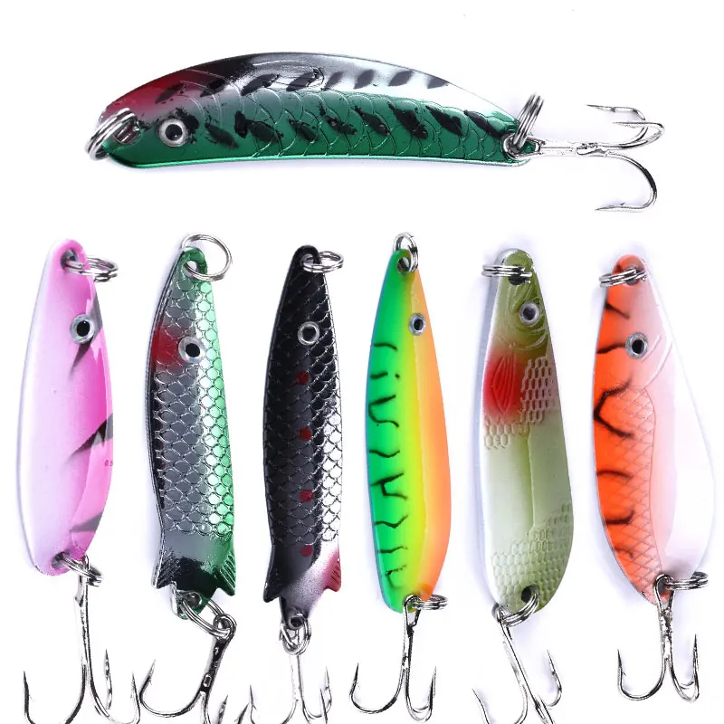 

Hengjia 1pcs Metal Spinner Spoon Fishing Lure Hard Baits Colorful Sequins Noise Paillette Treble Hook Tackle 3.2g-12g