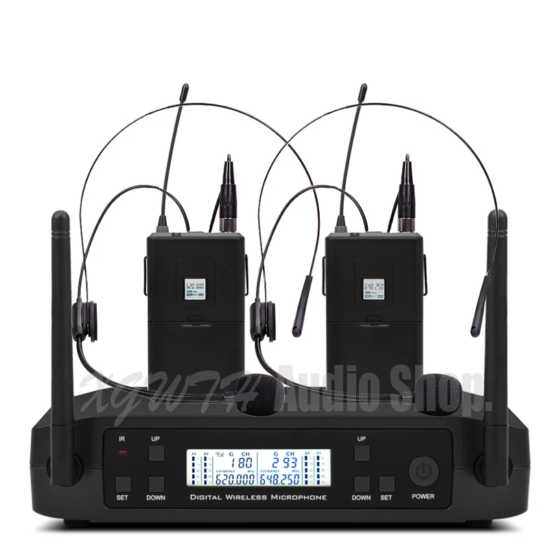 UHF GLXD4 Караоке ручной музыкальный инструмент поясной беспроводной микрофон 2 канала частота регулируемая профессиональная система