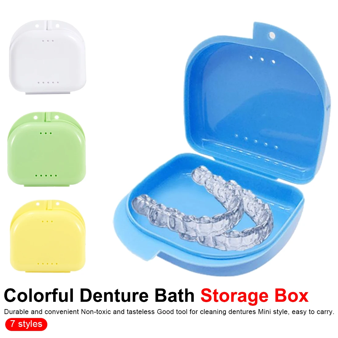 

1pcs 7 Colors Denture Bath Storage Box Case Dental False Teeth Appliance Container Storage Boxes Dentures Cleaner Tool