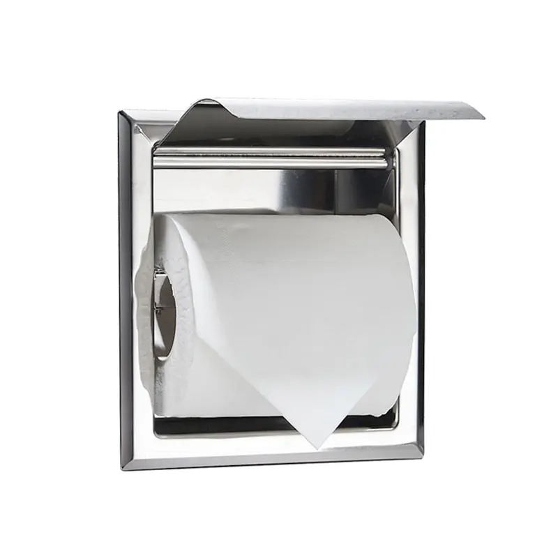 Держатель туалетной бумаги для ванной комнаты скрытый Встраиваемый держатель рулона туалетной бумаги, коробка для салфеток из нержавеющей стали в стену
