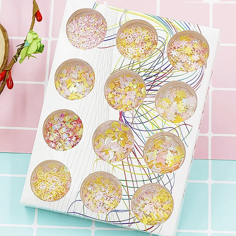 12 шт./Набор DIY Nail Art Блеск украшения ломтик красочные жемчужные кристаллические